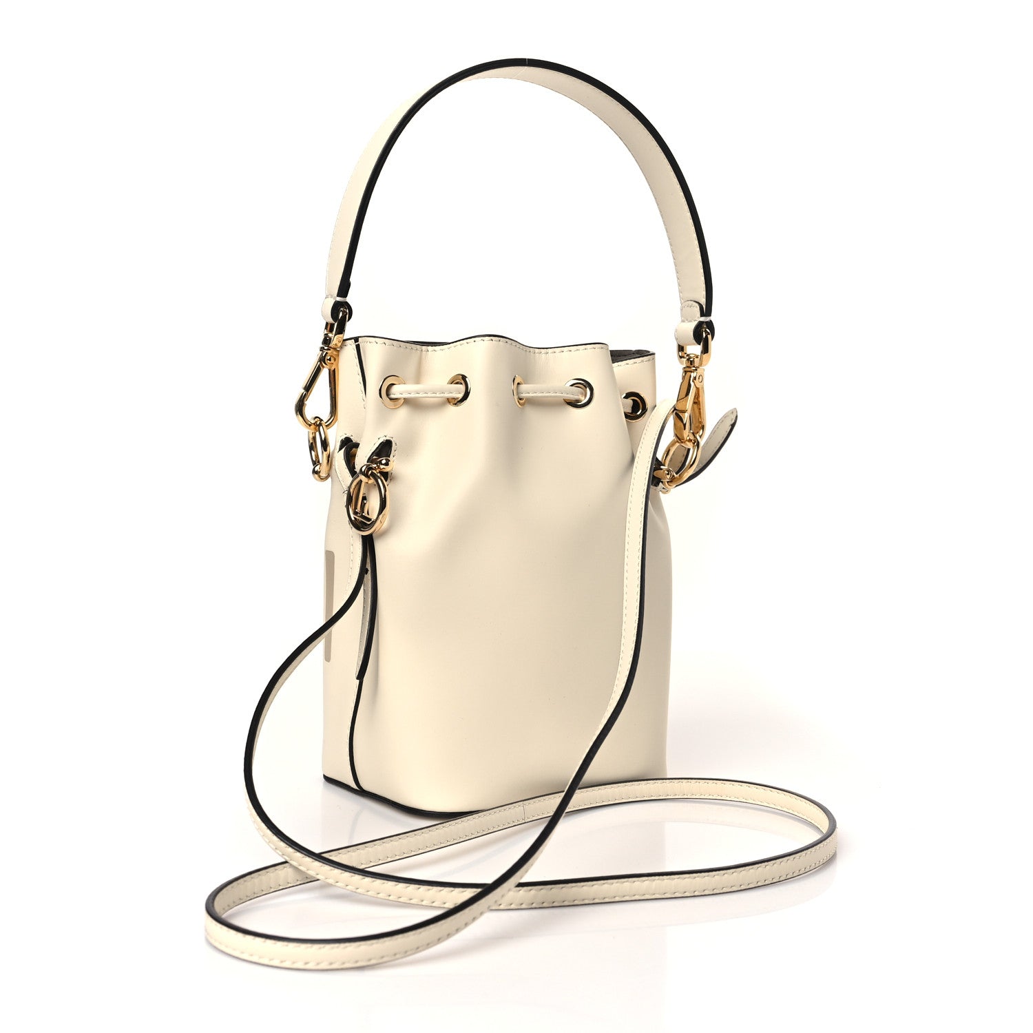 Fendi Vitello King F is Fendi Logo Embossed Mini Mon Tresor Bucket Bag White 3 of 9