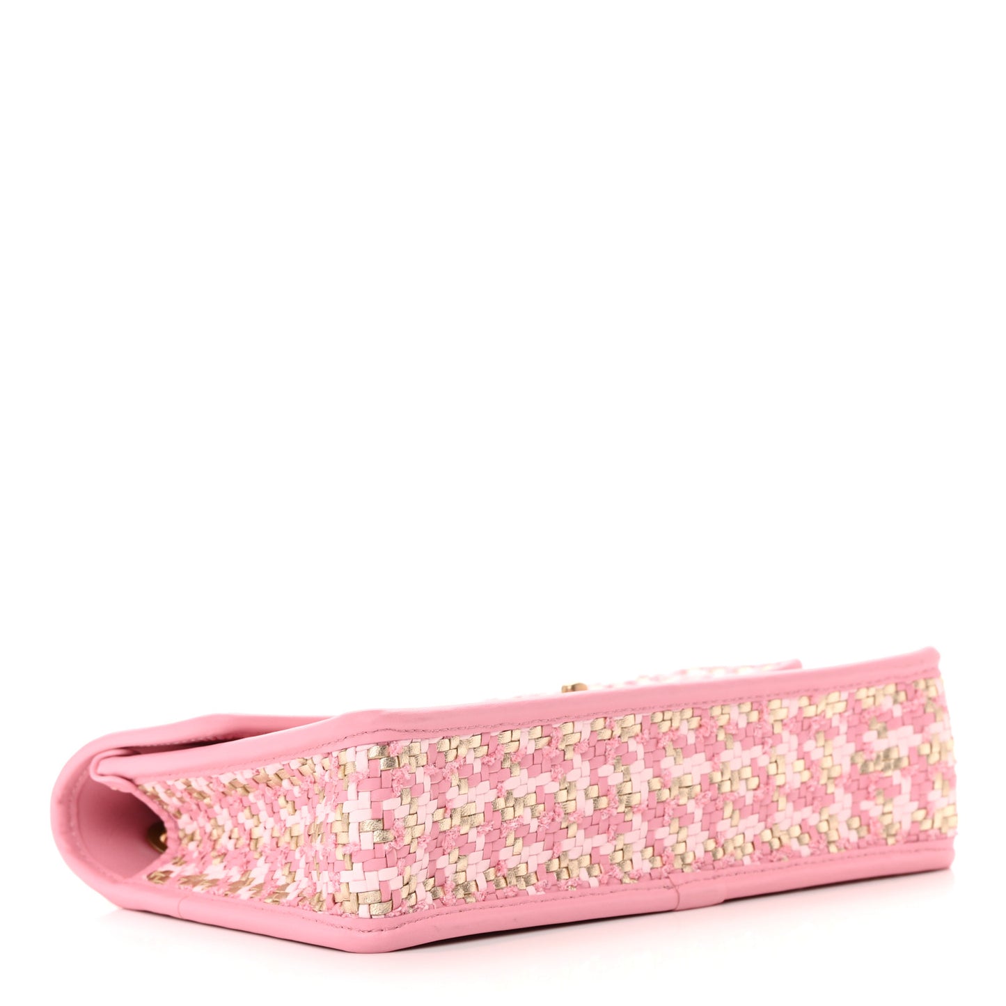 Metallic Lambskin Viscose Woven Flap Pink Gold