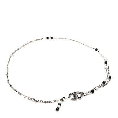 Chanel Metal Crystal CC Chain Belt Silver Black 1 of 4