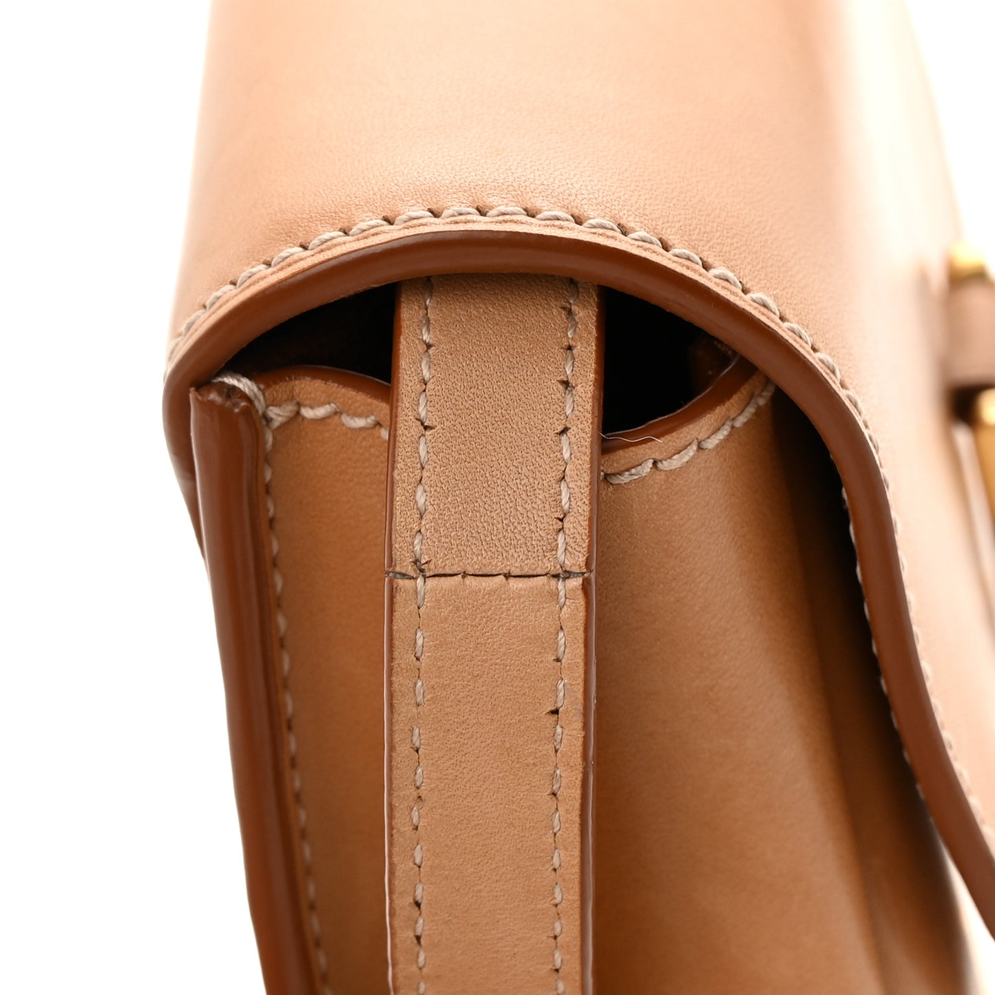 Smooth Vintage Calfskin Small Kaia Satchel Brown Gold