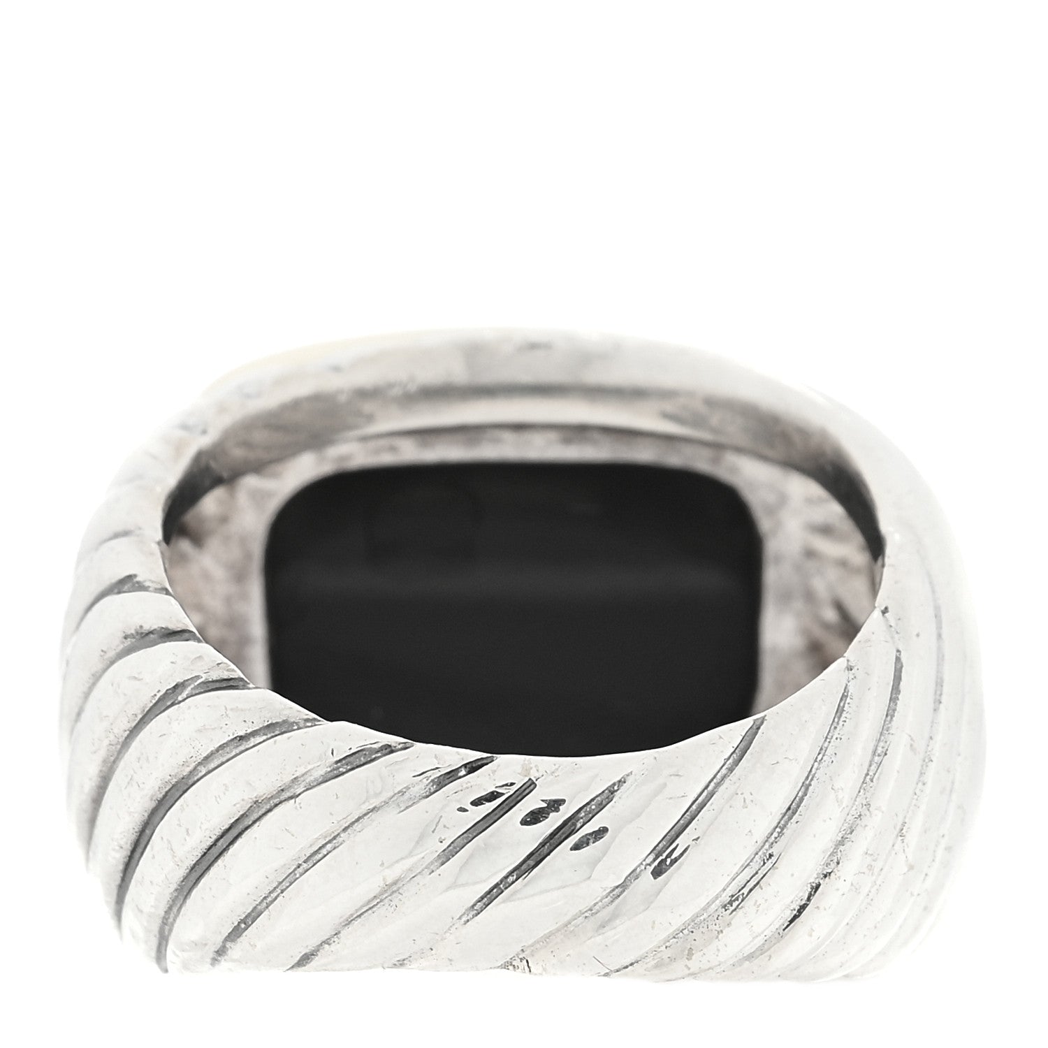 David Yurman Sterling Silver 18K Yellow Gold Onyx Cable Ring 51 5.75 3 of 4