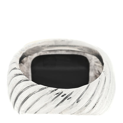 David Yurman Sterling Silver 18K Yellow Gold Onyx Cable Ring 51 5.75 3 of 4