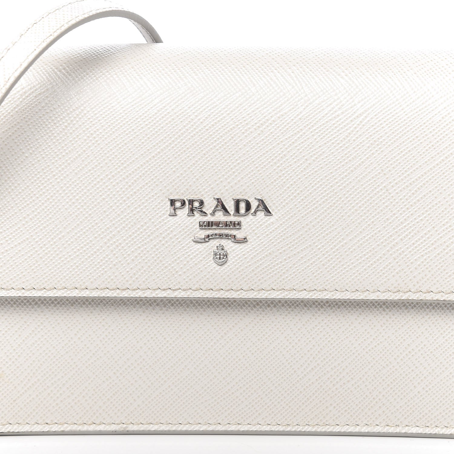Prada Saffiano Metal Flap Wallet With Strap Talco 9 of 9