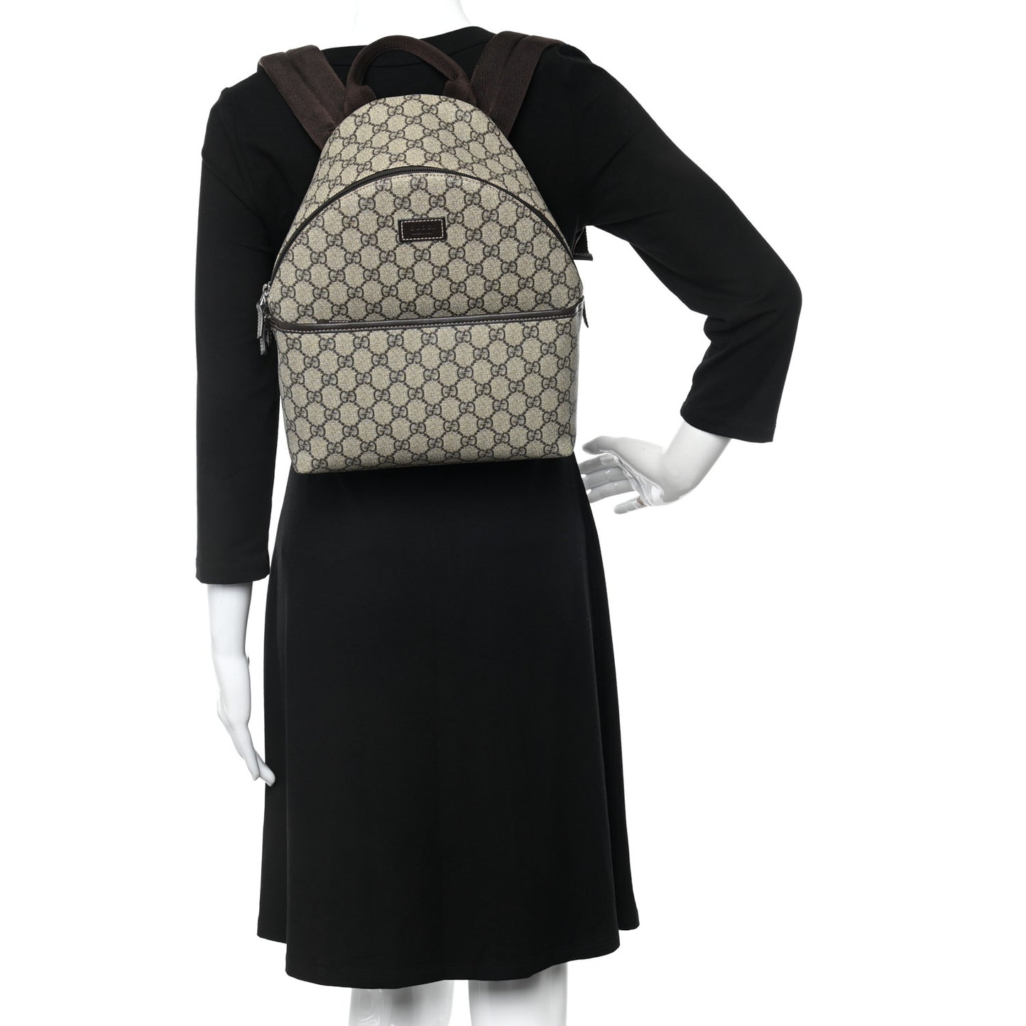 GG Supreme Monogram Margaux Calfskin Childrens Day Backpack Beige Ebony Cocoa Dark Chocolate