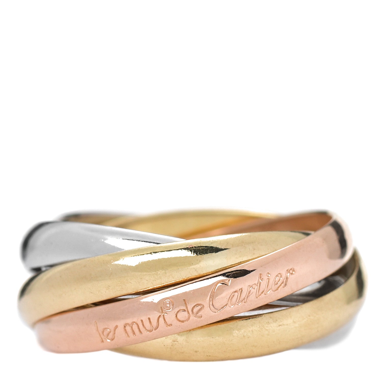 Cartier 18K Pink Yellow White Gold Les Must De Cartier Trinity 5 Band Ring 51 5.75 1 of 5