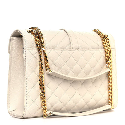 Saint Laurent Grain De Poudre Textured Mixed Matelasse Medium Triquilt Monogram Satchel Crema Soft 3 of 9