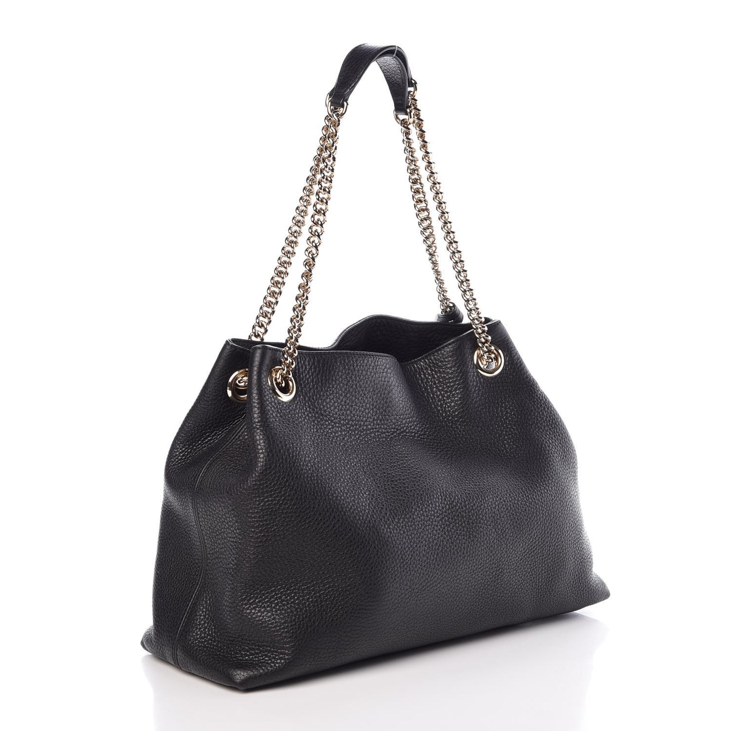 Pebbled Calfskin Medium Soho Chain Shoulder Bag Black