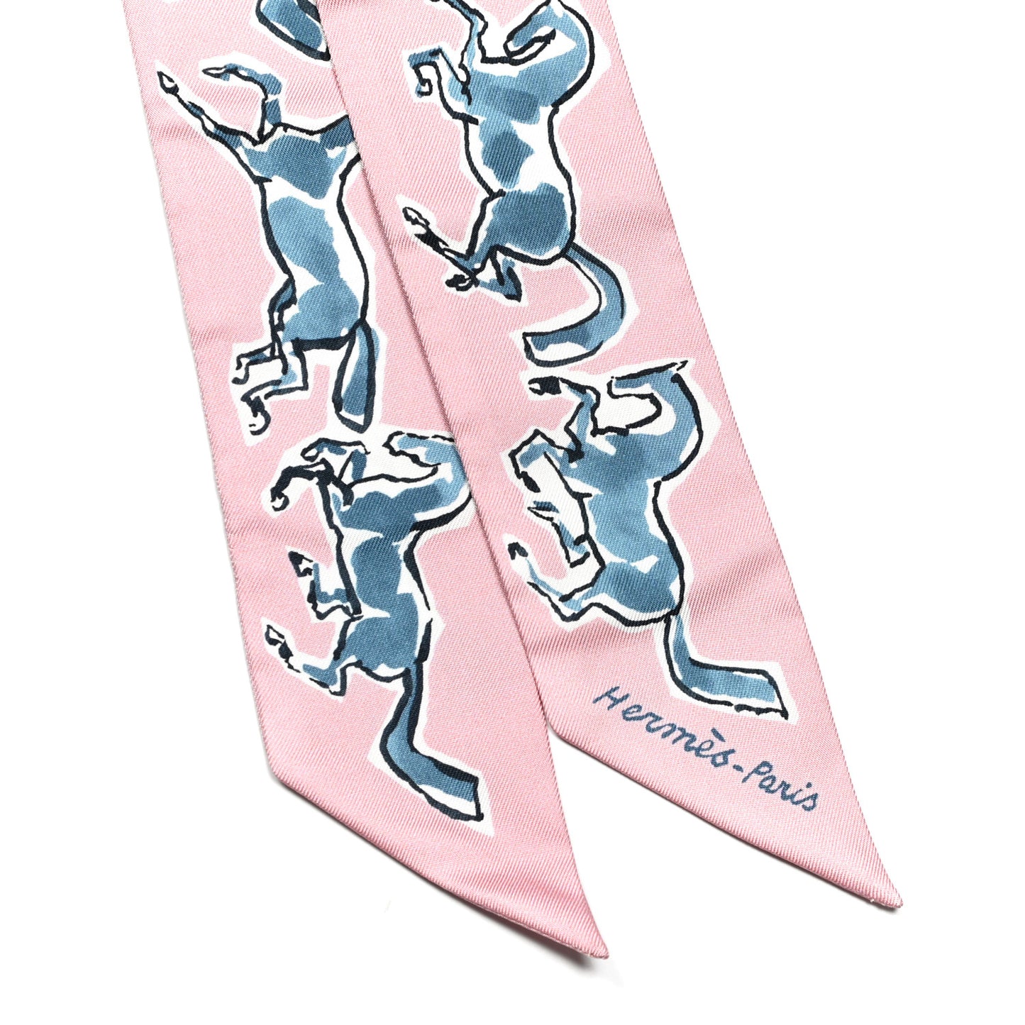 Silk Chevaux En Liberte Twilly Vieux Rose Bleu