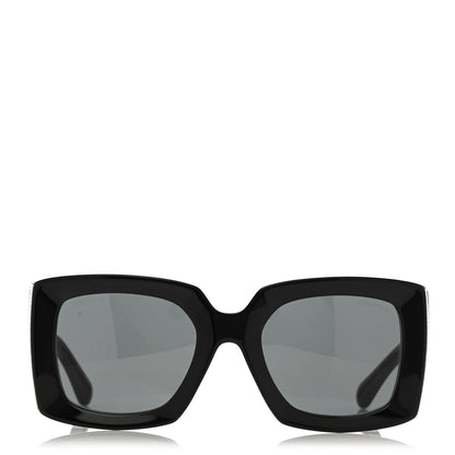 Chanel Acetate Rectangle Sunglasses 5435 Black Grey 2 of 9