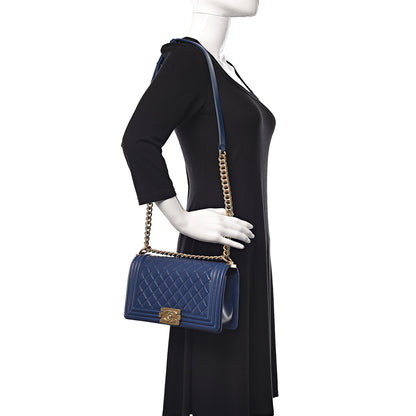 Chanel Lambskin Quilted Medium Boy Flap Blue 2 of 10