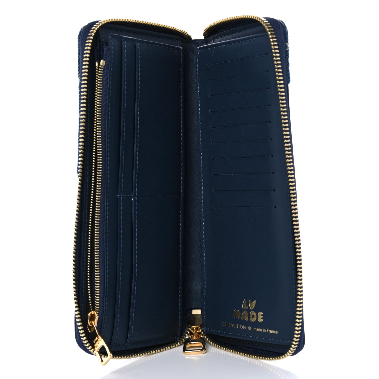 Louis Vuitton X NIGO Taurillon Monogram Denim Drip Zippy Vertical Wallet Blue 5 of 6