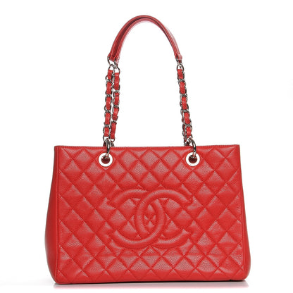 Chanel Caviar Quilted Grand Shopping Tote GST Red 1 of 8