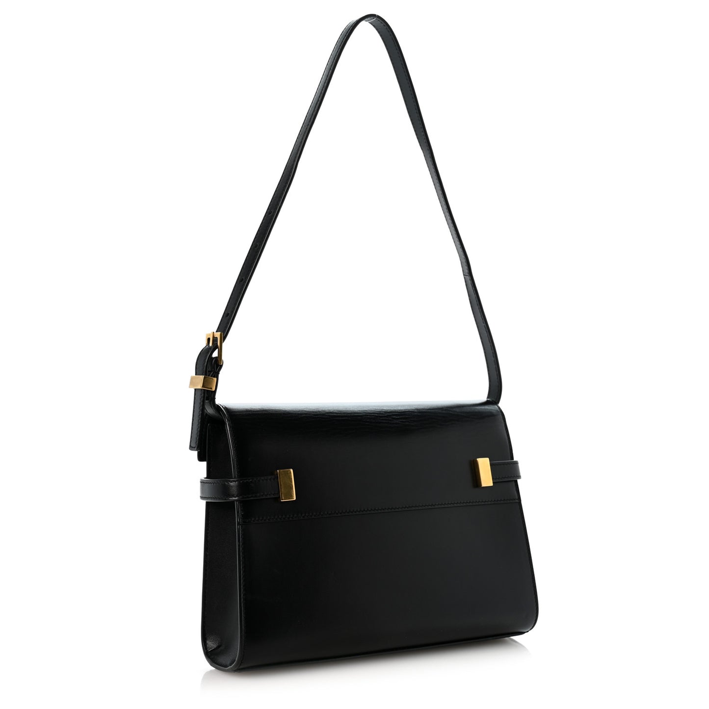 Smooth Calfskin Small Manhattan Shoulder Bag Black
