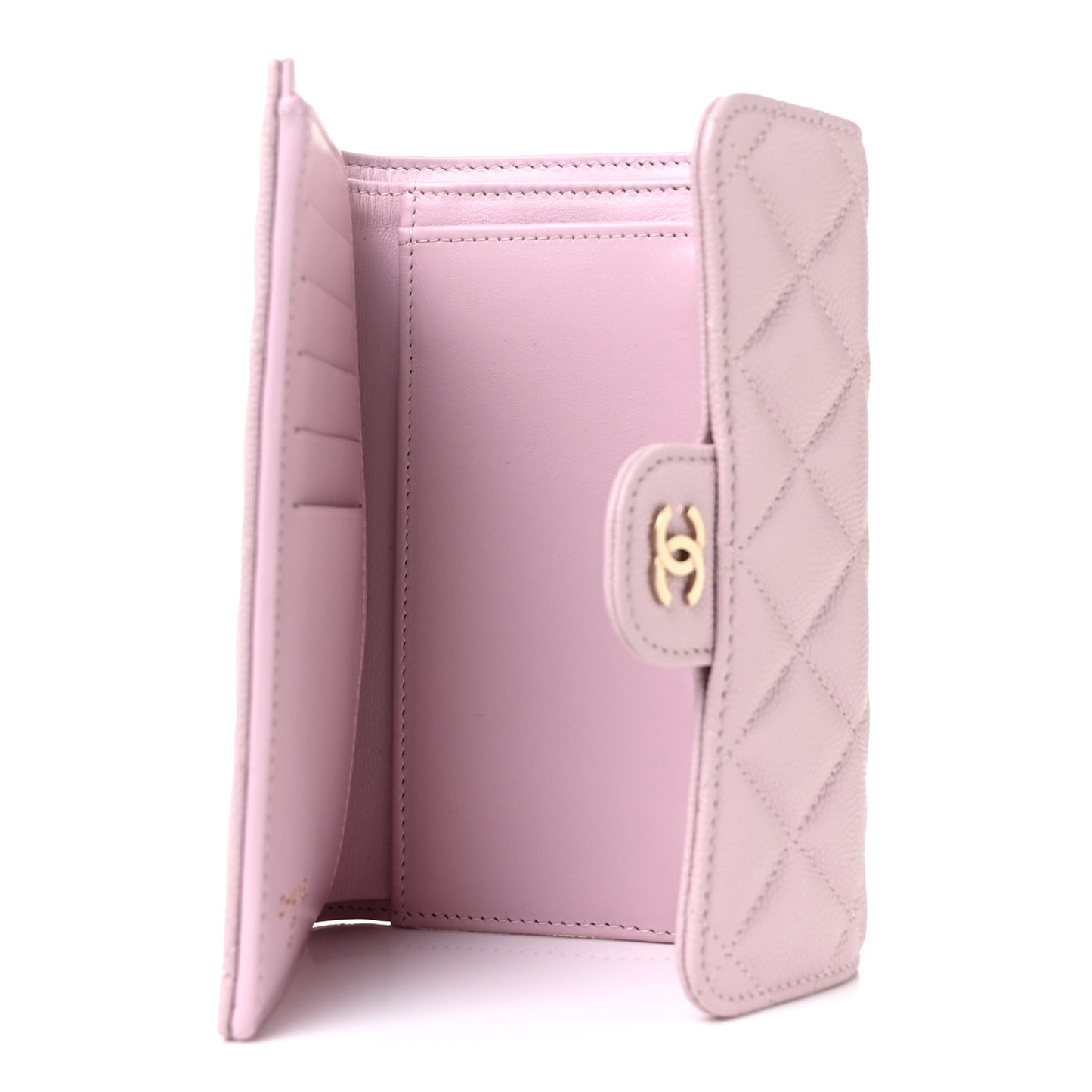 Caviar Quilted Medium Flap Wallet Pink