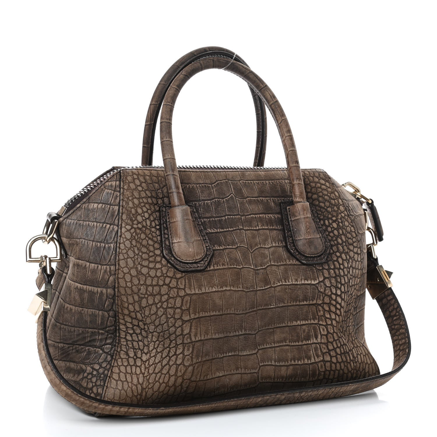 Givenchy Nubuck Crocodile Embossed Small Antigona Brown 2 of 4