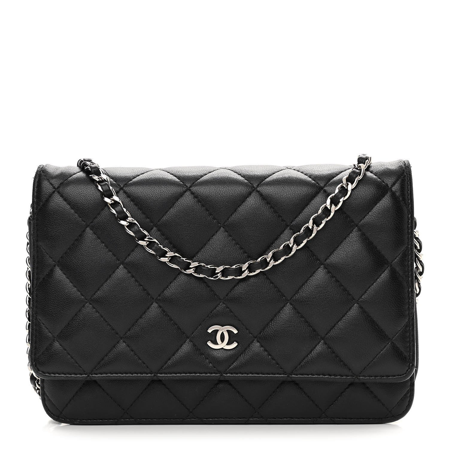 Chanel Lambskin Quilted Wallet On Chain WOC Black 1 of 17
