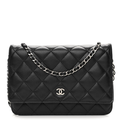 Chanel Lambskin Quilted Wallet On Chain WOC Black 1 of 17
