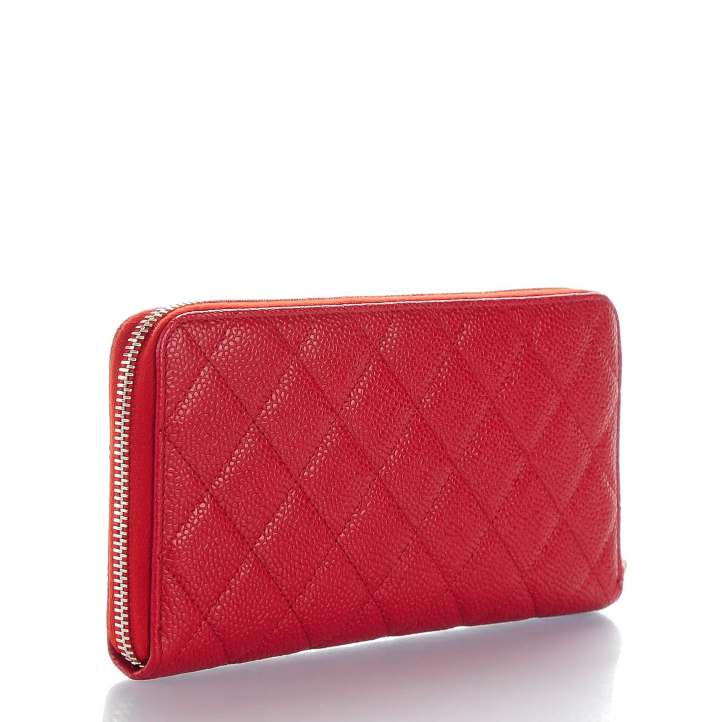 Caviar Quilted Large Gusset Zip Around Wallet Red