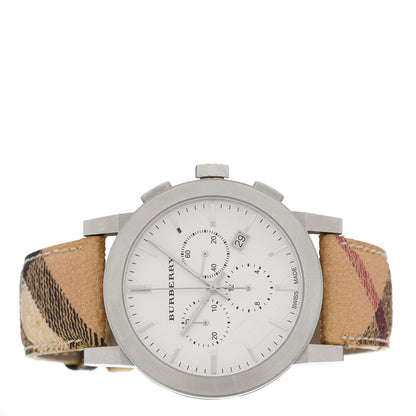 Burberry Stainless Steel Calfskin 43mm Haymarket Chronograph Quartz Watch BU9360 2 of 4