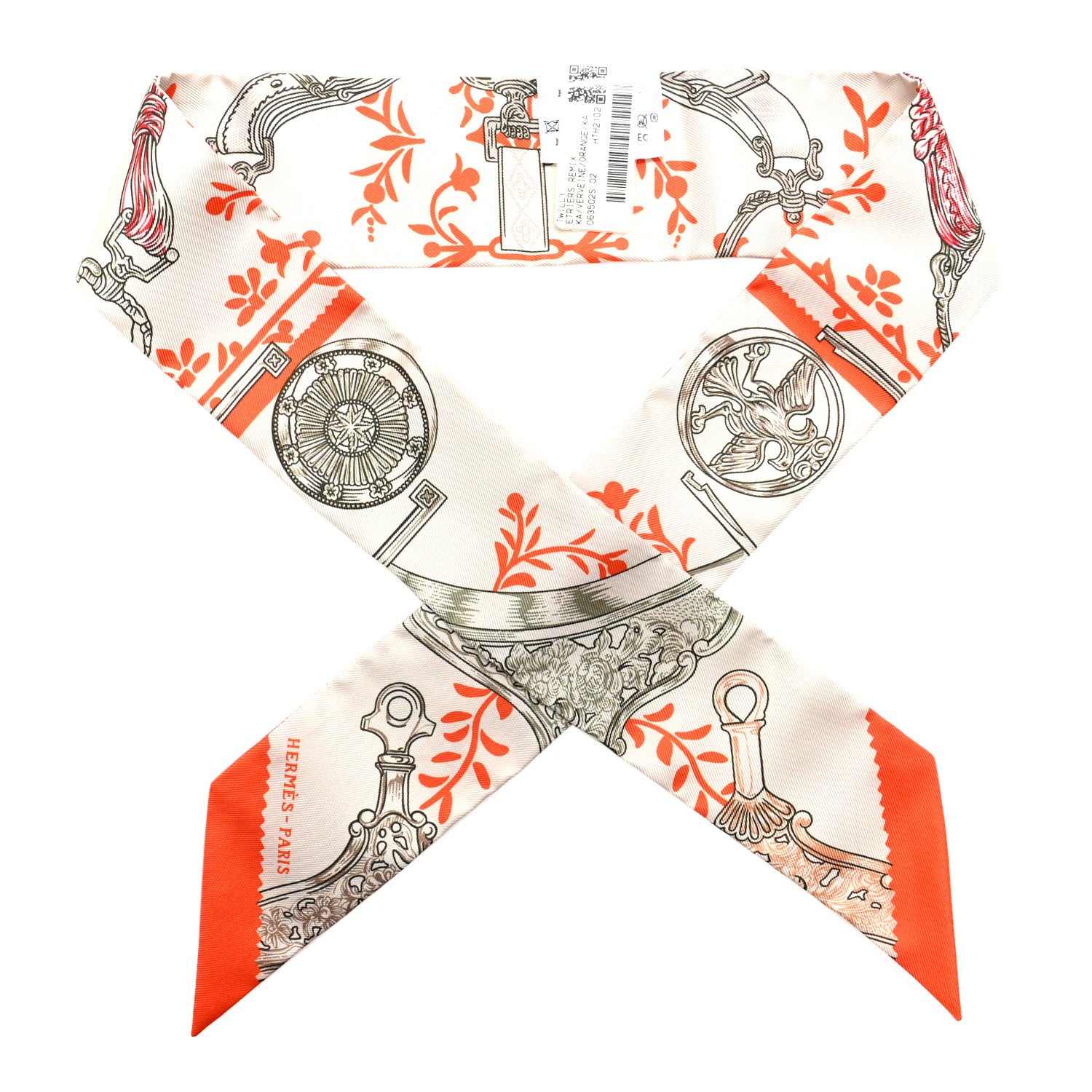 Hermes Silk Etriers Remix Twilly Verveine Orange Kaki 1893574