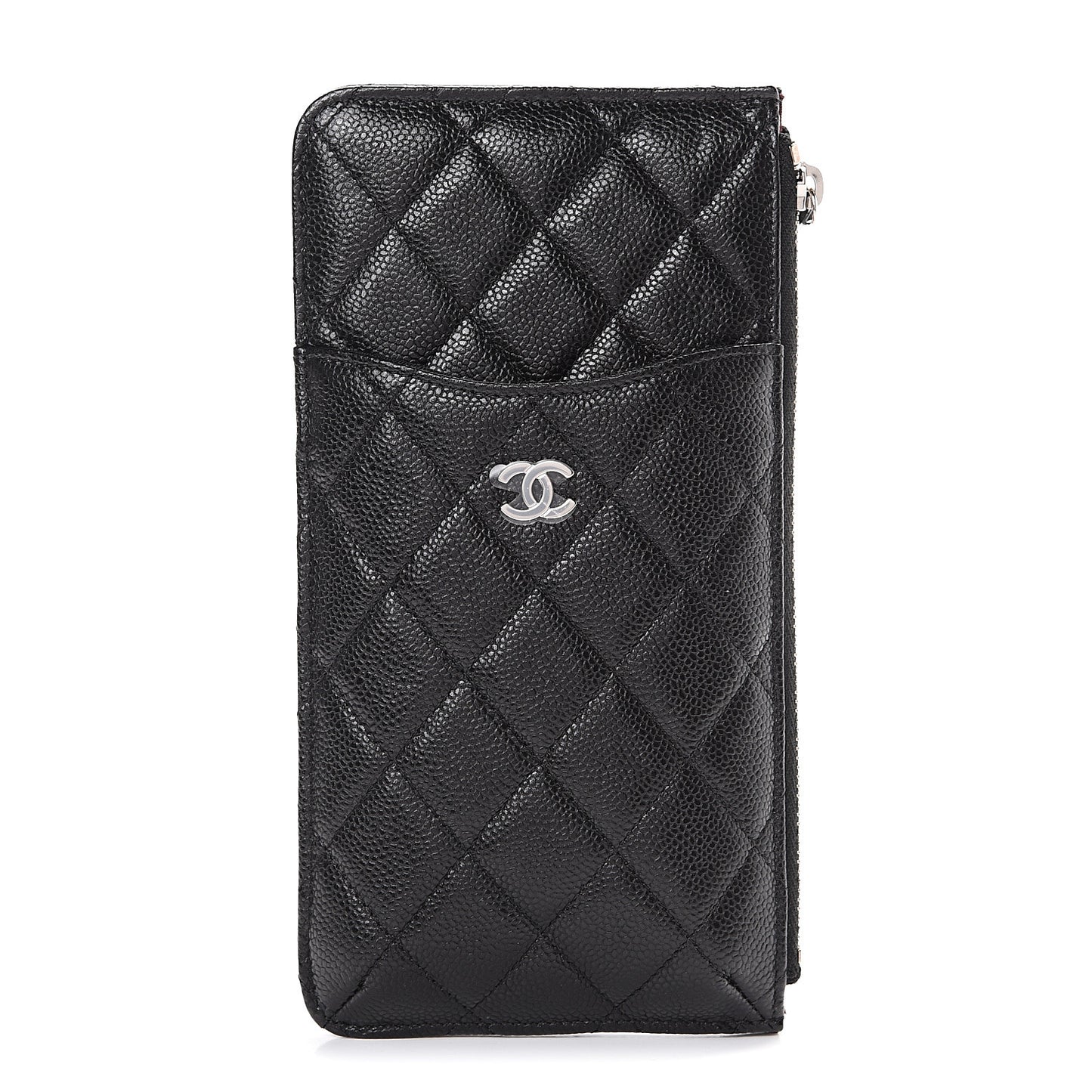 Caviar Quilted Classic Flat Wallet Pouch Black