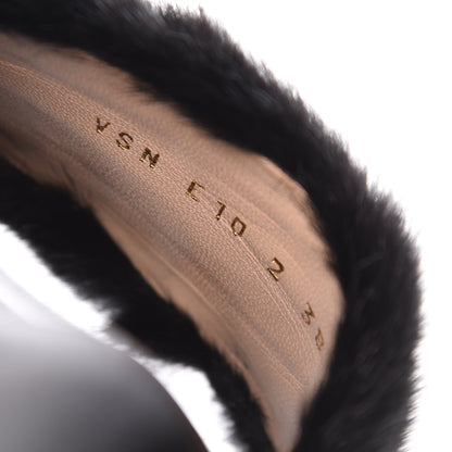 Valentino Garavani Mink Fur Rockstud Slide Sandals 38 Black 8 of 10