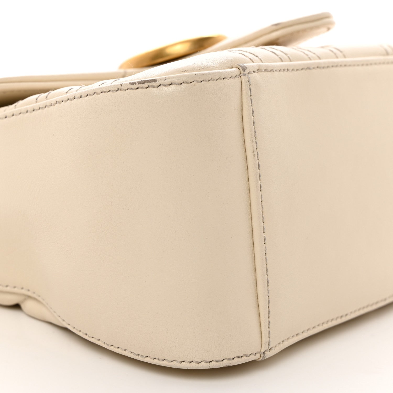 Gucci Calfskin Matelasse Mini GG Marmont Top Handle Shoulder Bag White 9 of 16
