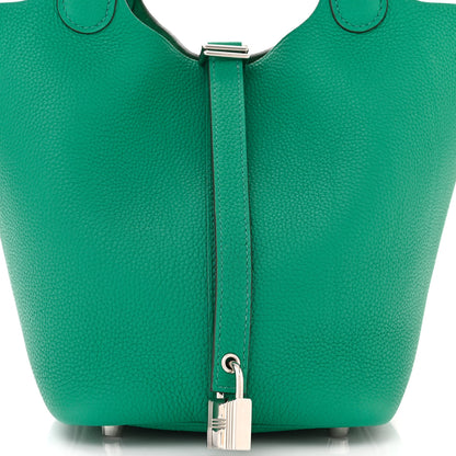 Hermes Taurillon Maurice Picotin Lock 18 PM Vert Jade 8 of 11