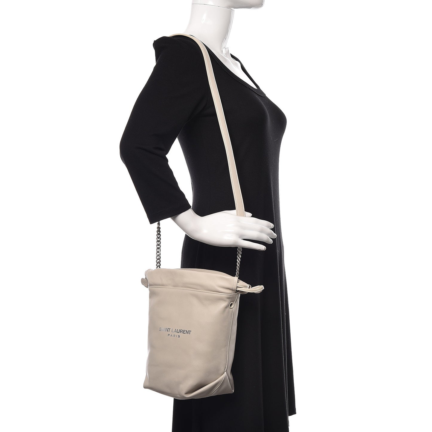 Lambskin Small Teddy Bucket Bag White