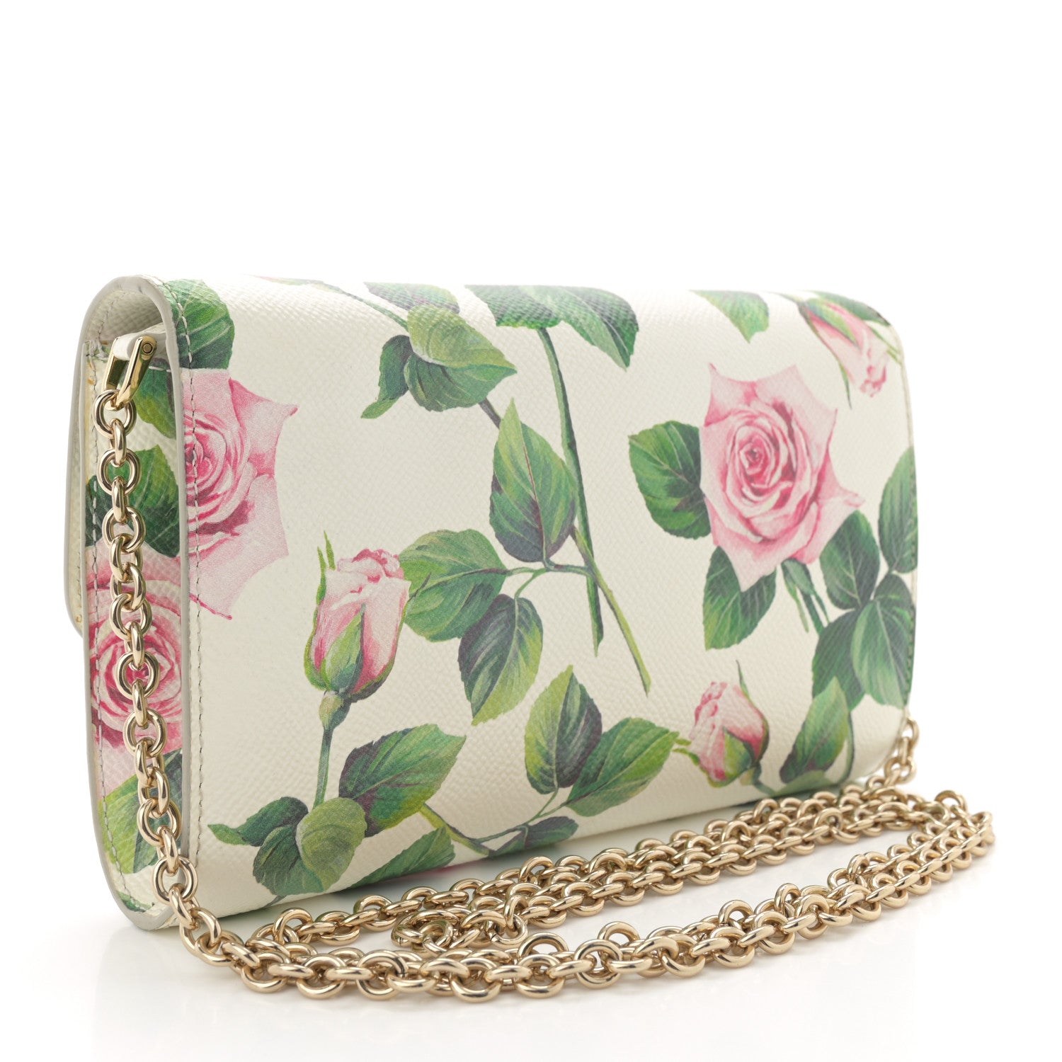 Dolce & Gabbana Dauphine Rose Print Wallet On Chain Pink 3 of 14