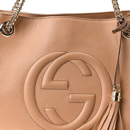 Gucci Pebbled Calfskin Medium Soho Chain Shoulder Bag Camelia 8 of 10