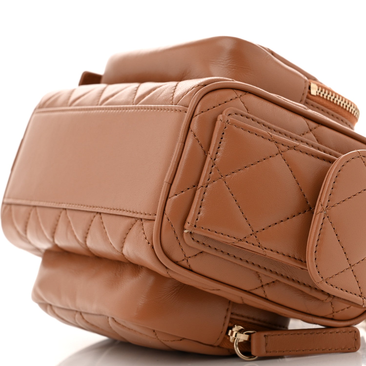 Chanel Shiny Crumpled Lambskin Quilted Small Preppy Pocket Camera Case Brown 10 of 11