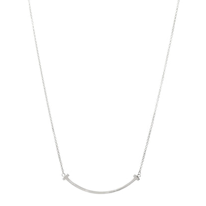 Tiffany Sterling Silver Small T Smile Pendant Necklace 1 of 6