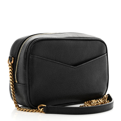 Saint Laurent Calfskin Suede Matelasse Monogram Mini Lou Camera Bag Black 3 of 11