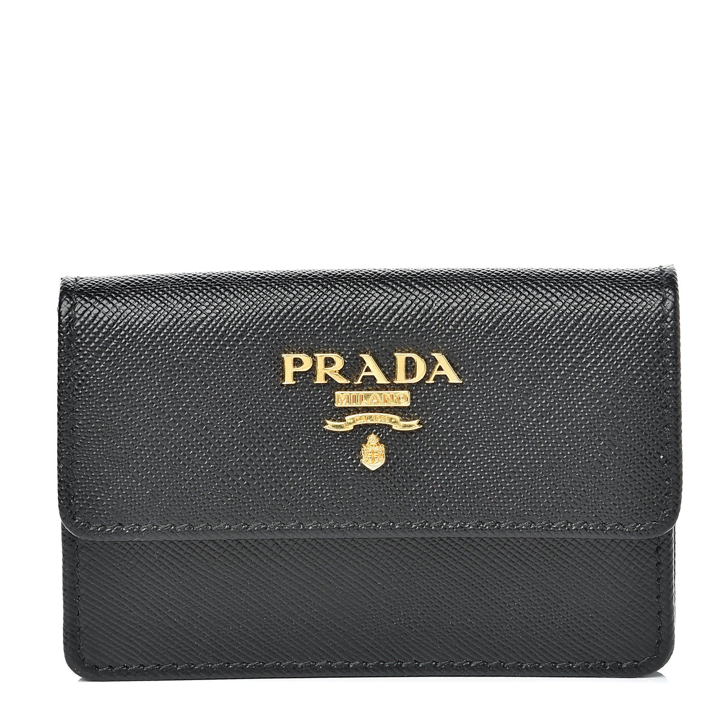 Saffiano Metal Flap Card Holder Black