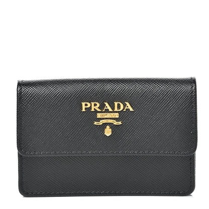 Prada Saffiano Metal Flap Card Holder Black 1 of 7