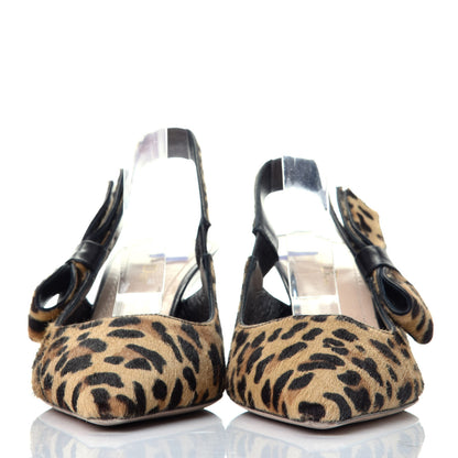 Christian Dior Calf Hair Lambskin Leopard Sweet D Slingback Pumps 37.5 2 of 8