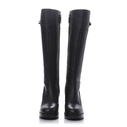 Gucci Austin Calfskin Interlocking G Knee High Boots 37 Black 2 of 10