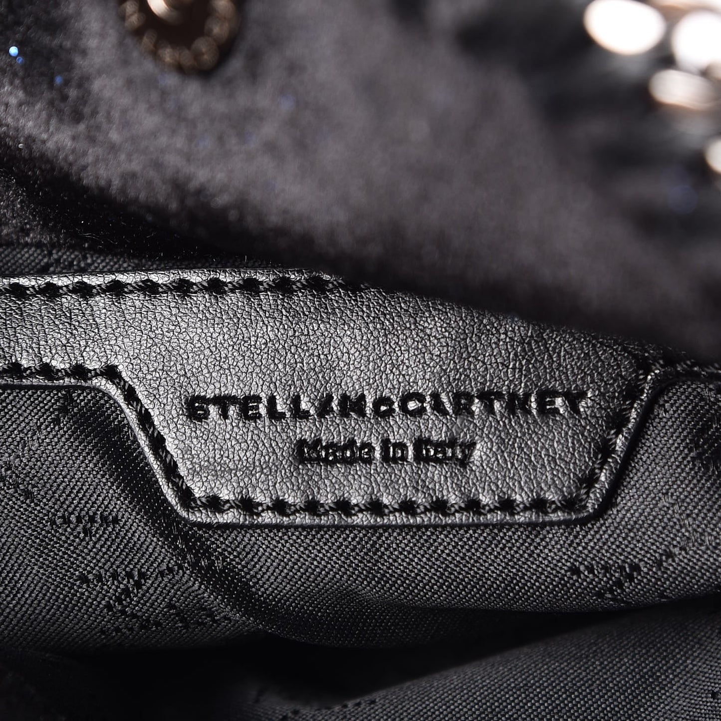 Glitter Velvet Tiny Falabella Tote Black