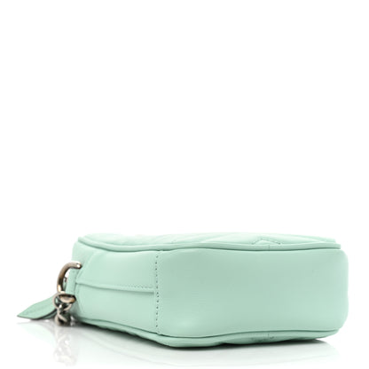 Gucci Calfskin Matelasse Mini GG Marmont Crossbody Bag Water Green 4 of 11