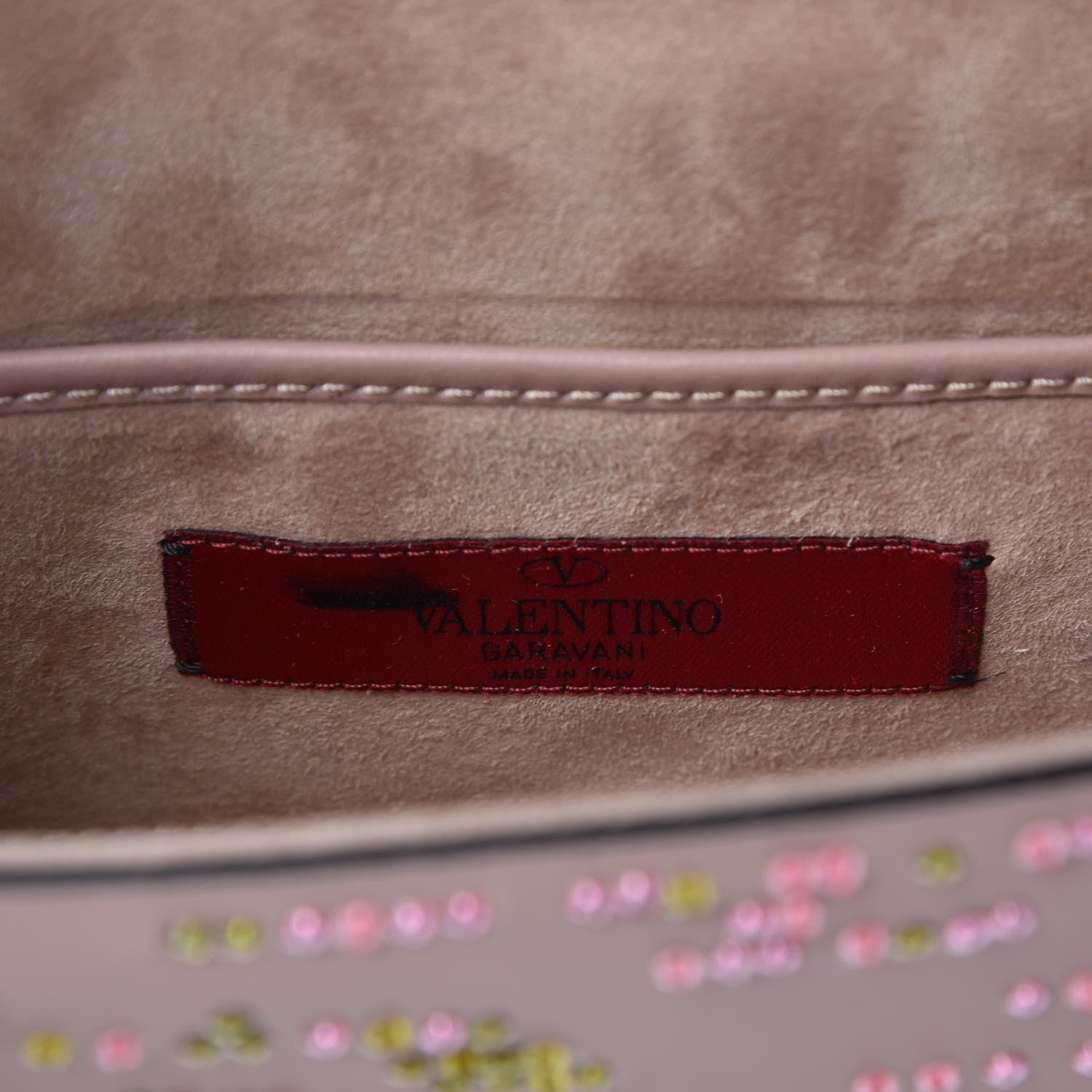 Valentino Garavani Vitello Beaded Small Glam Lock Rockstud Flap Poudre 7 of 9