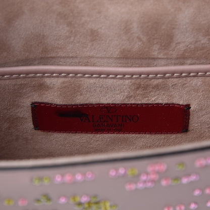 Valentino Garavani Vitello Beaded Small Glam Lock Rockstud Flap Poudre 7 of 9
