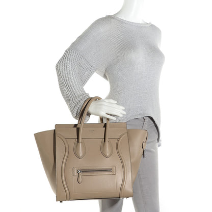 Celine Drummed Calfskin Mini Luggage Dune 2 of 9