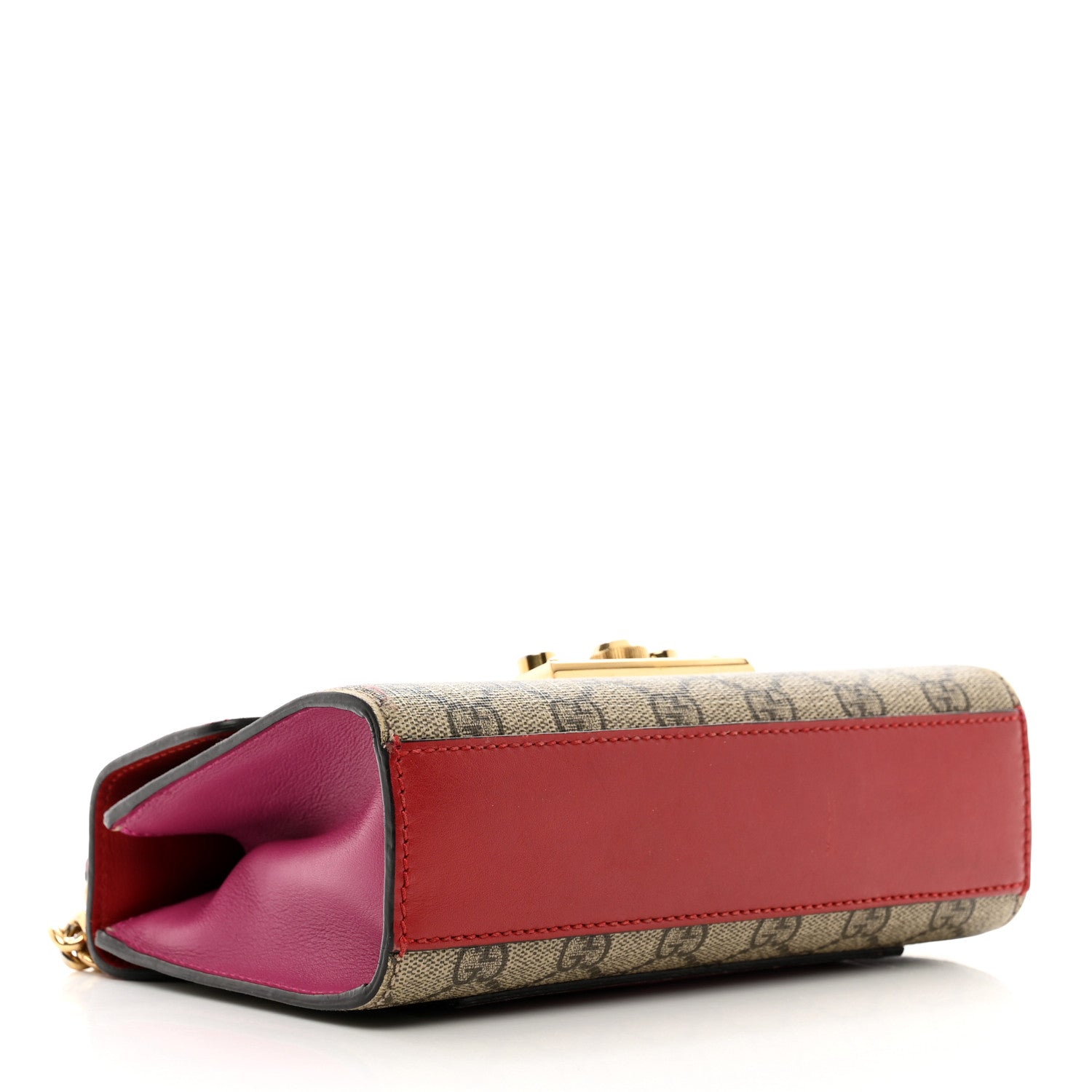 Gucci GG Supreme Monogram Calfskin Small Padlock Shoulder Bag Beige Hibiscus Red New Rosette 4 of 14