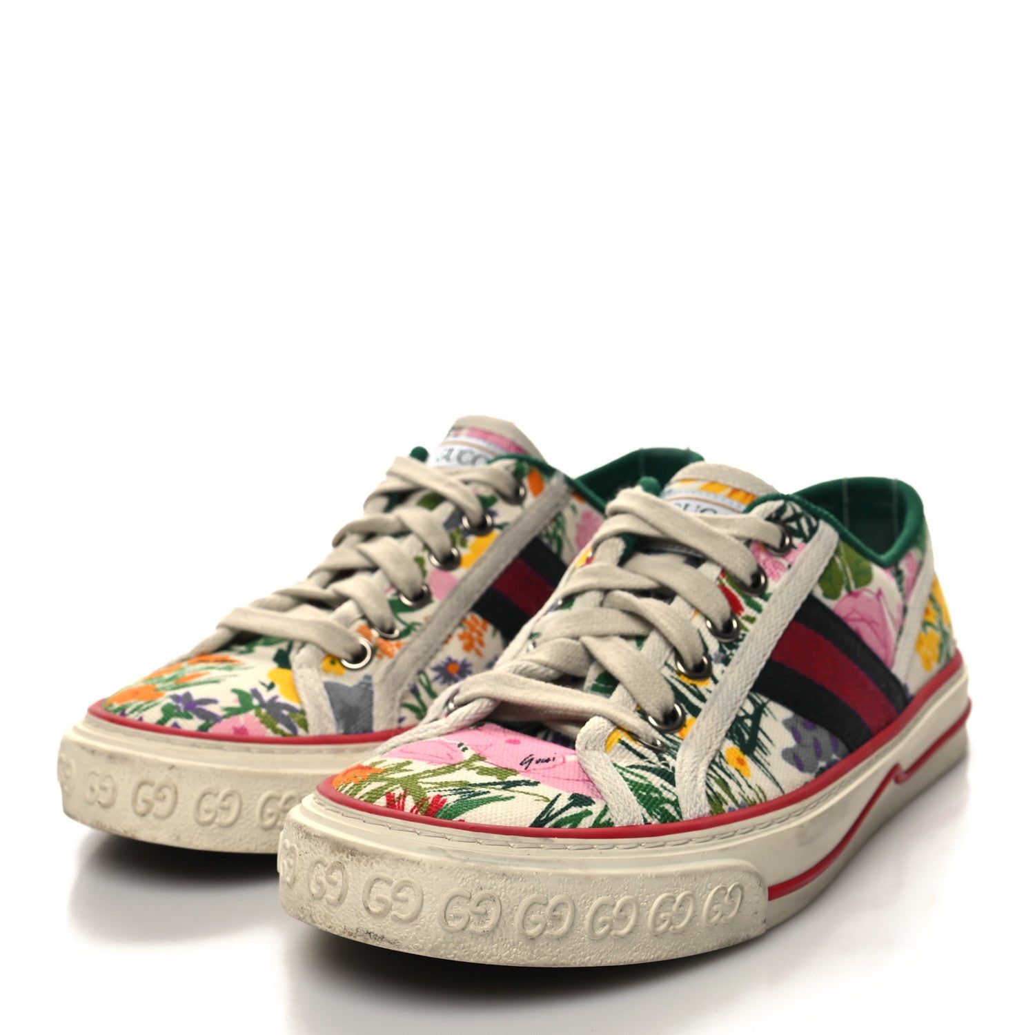 Gucci X KEN SCOTT Cotton Web Floral Womens 1977 Tennis Sneakers 35.5 Ivory Pink Mystic White 3 of 9