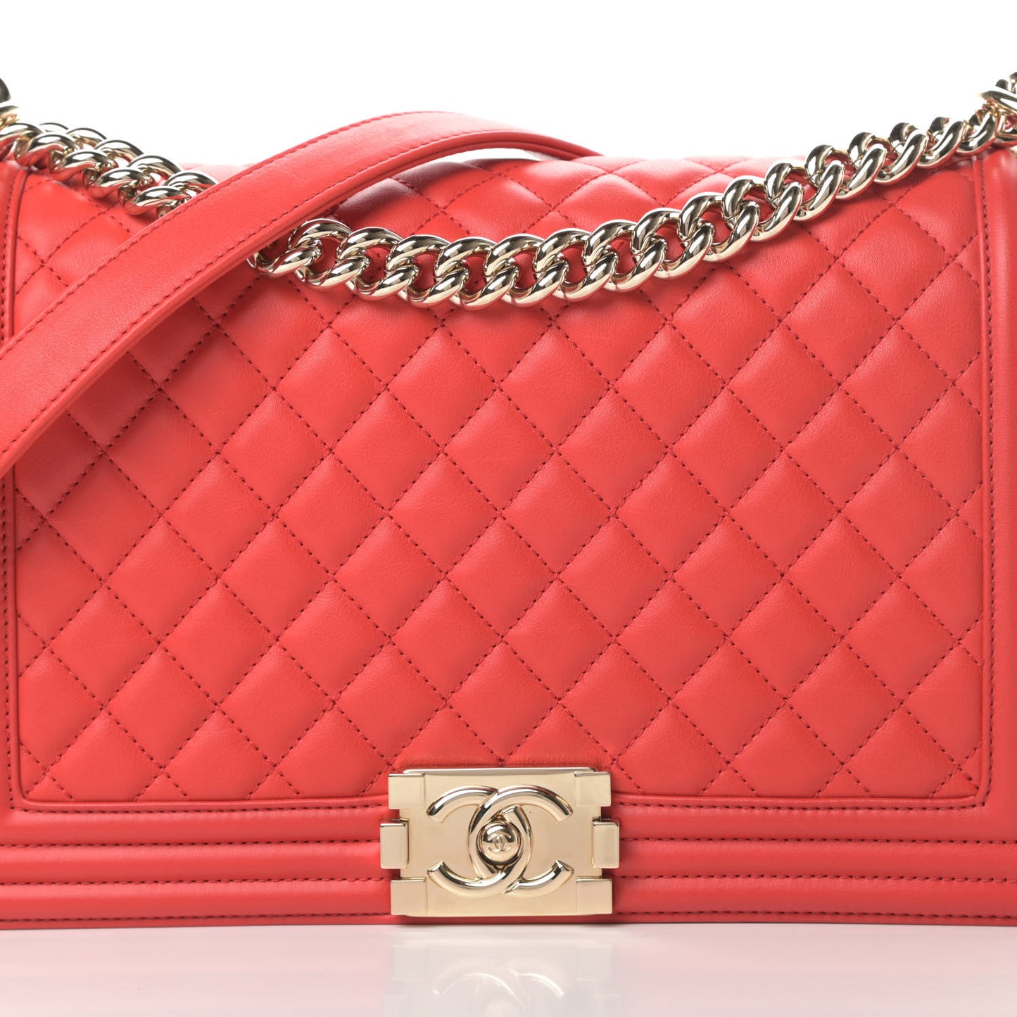 Calfskin Quilted New Medium Boy Flap Red
