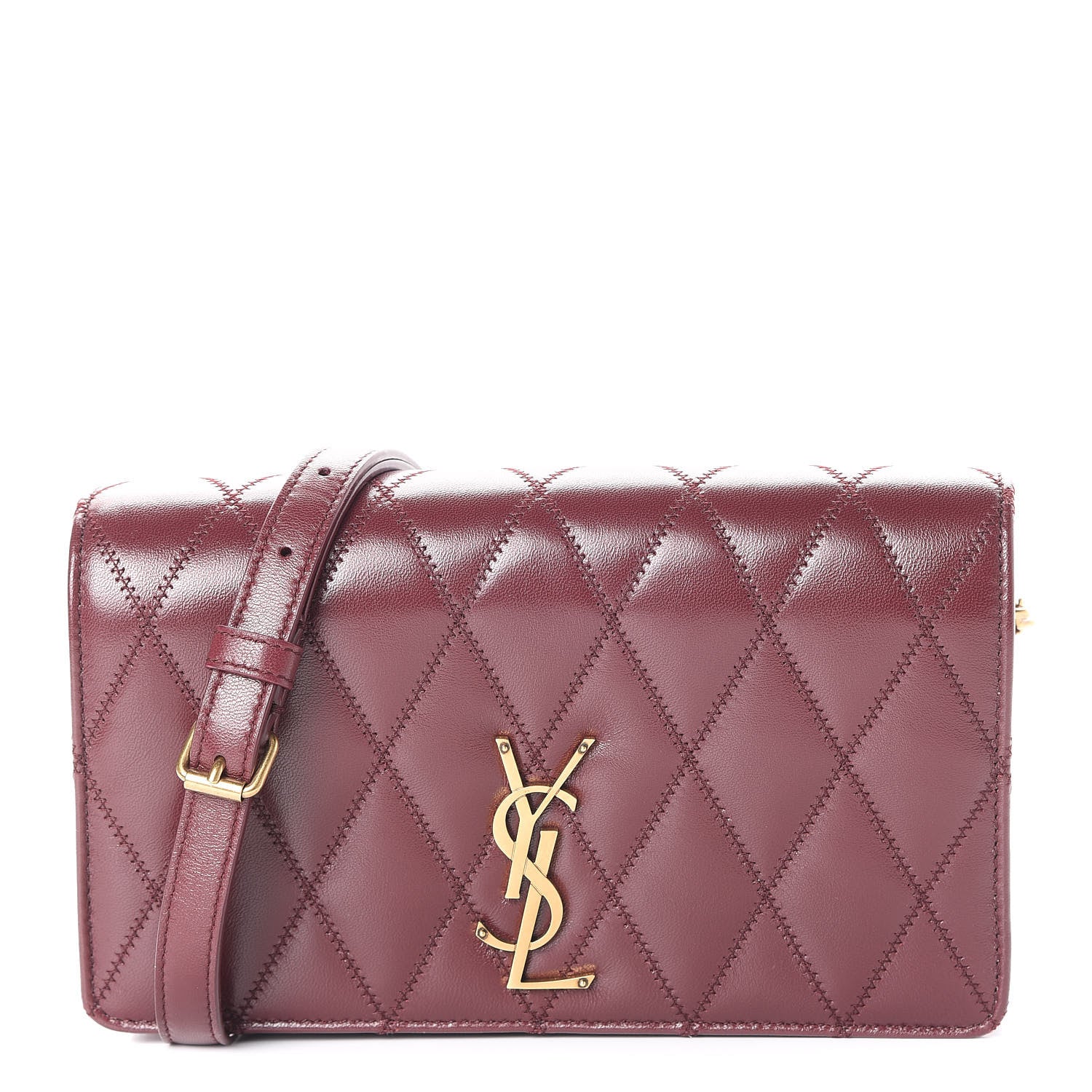 Saint Laurent Lambskin Diamond Quilted Angie Chain Bag Burgundy 1 of 13