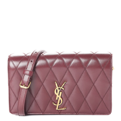 Saint Laurent Lambskin Diamond Quilted Angie Chain Bag Burgundy 1 of 13