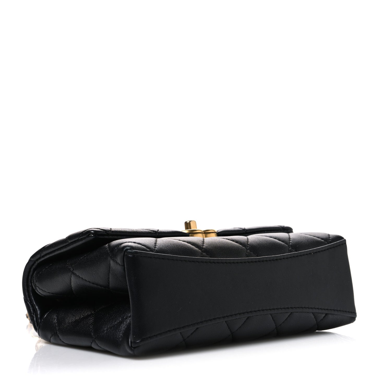 Lambskin Quilted Chic Pearls Mini Flap Black
