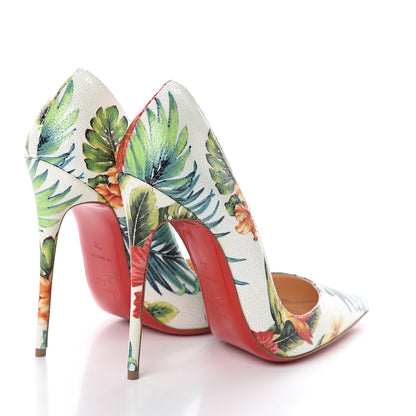 Christian Louboutin Crackled Calfskin Hawaii Print So Kate 120 Pumps 39 White Multi 4 of 7